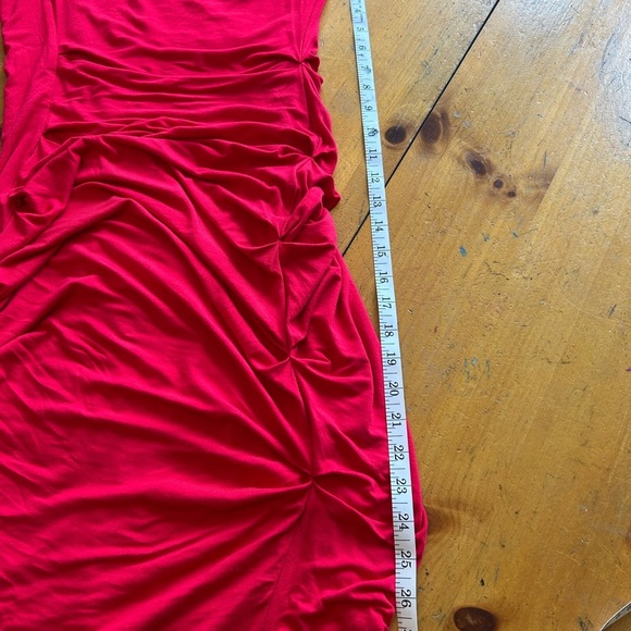 Bebe Elegant Red Off-Shoulder Dress - Picture 14 of 16